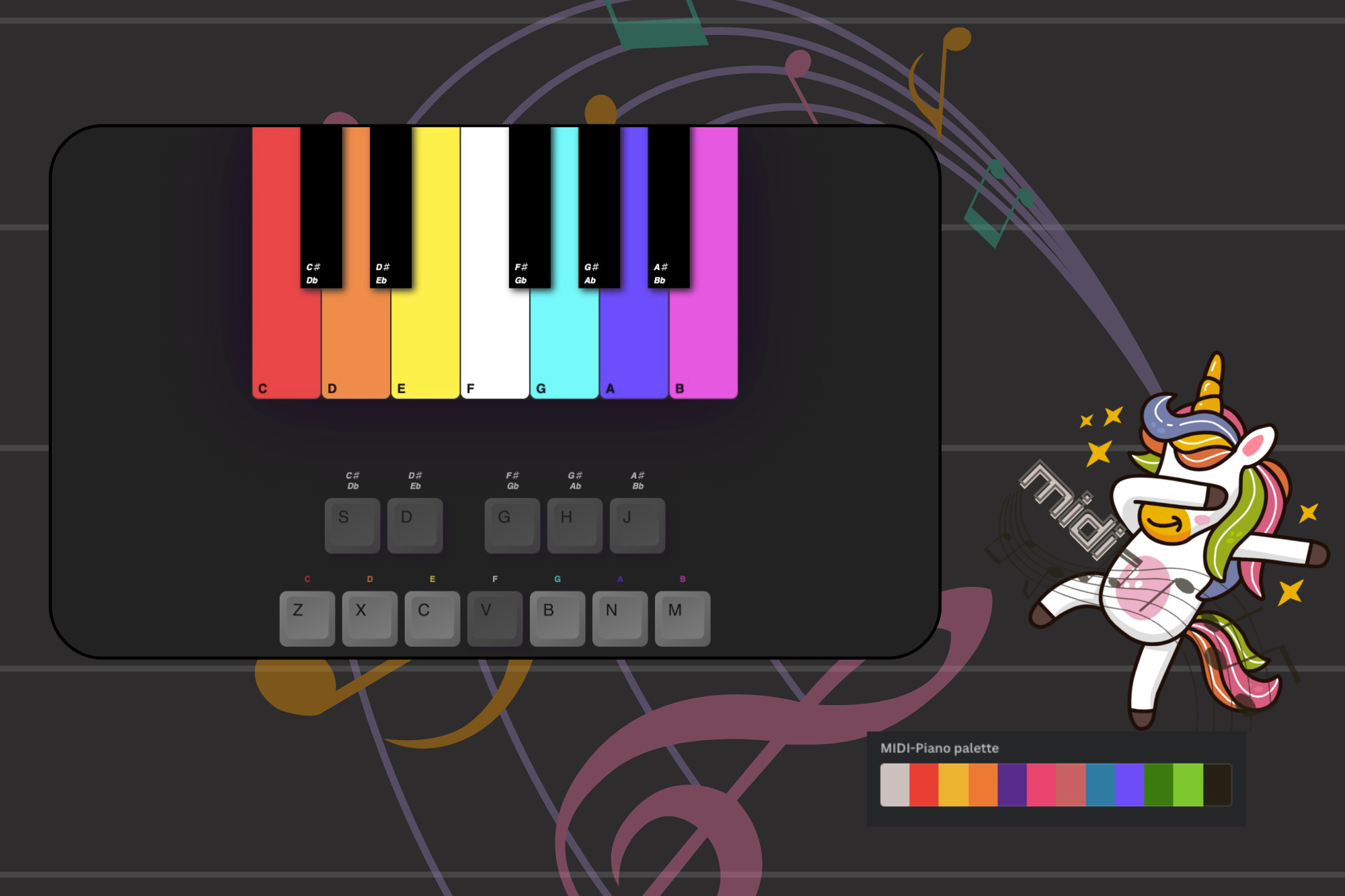 A project mosaic for MIDI paino app